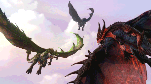 Dragon rouge, dragon vert et dragon noir